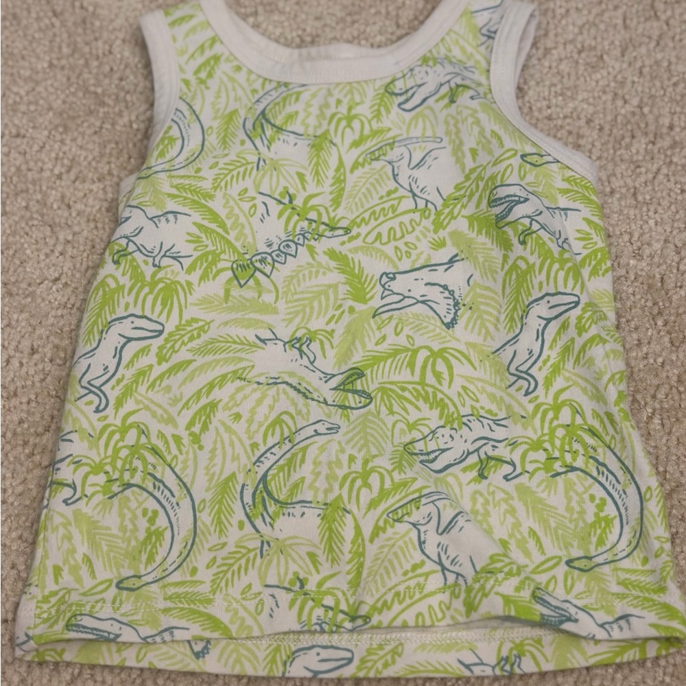 Cat & Jack Dinosaur Jungle Tank Top - Green and White